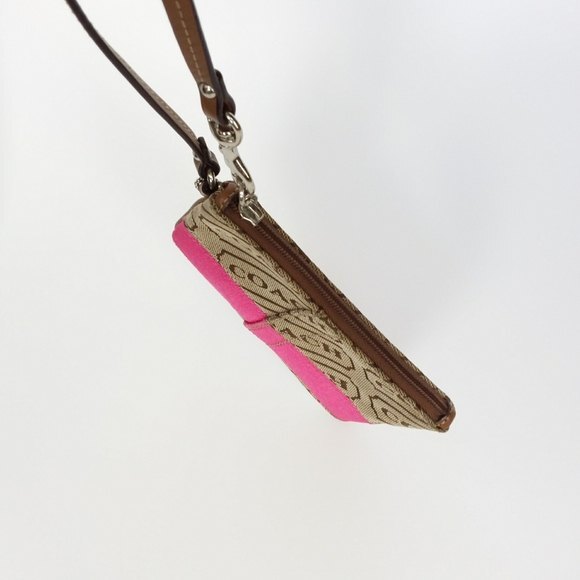 Coach Top Close Wristlet Brown Pink